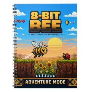 Bee, Retro 8-Bit Pixel Art Notebook