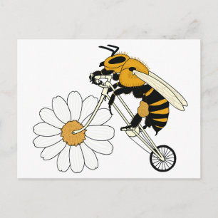 Bee Riding Bike With Flower Wheel Postcard