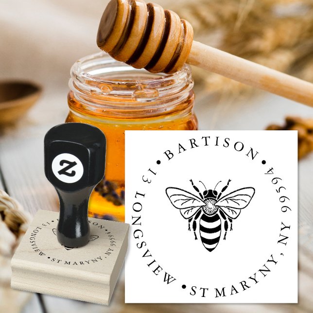 BEE ROUND RETURN ADDRESS  RUBBER STAMP (Creator Uploaded)