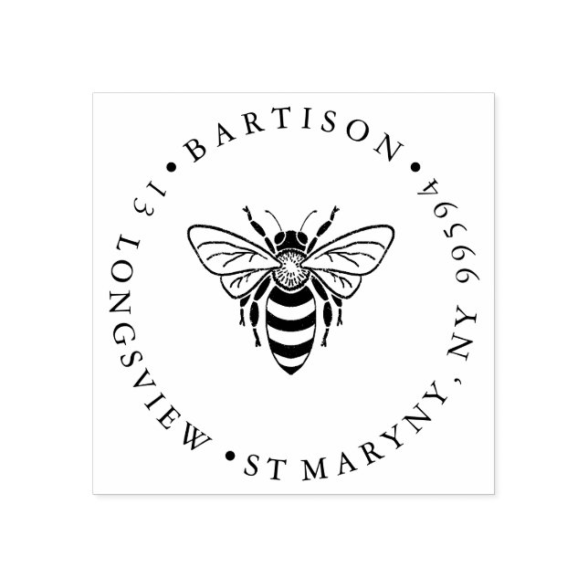 BEE ROUND RETURN ADDRESS  RUBBER STAMP (Imprint)
