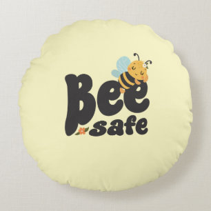 Bee safe Cute sleeping bee design Round Cushion