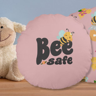 Bee safe Cute sleeping bee design Round Cushion
