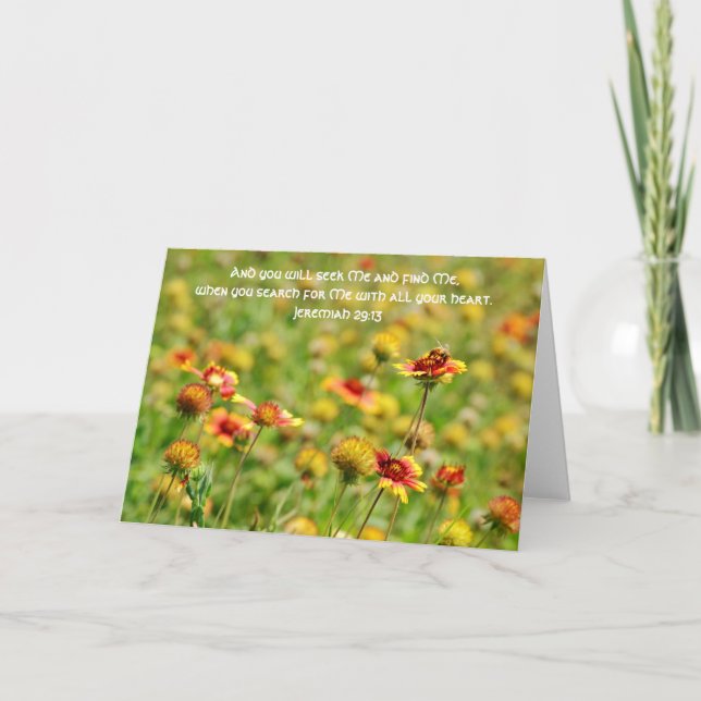 Bee Searching Wildflower Scripture Card Jeremiah (Front)