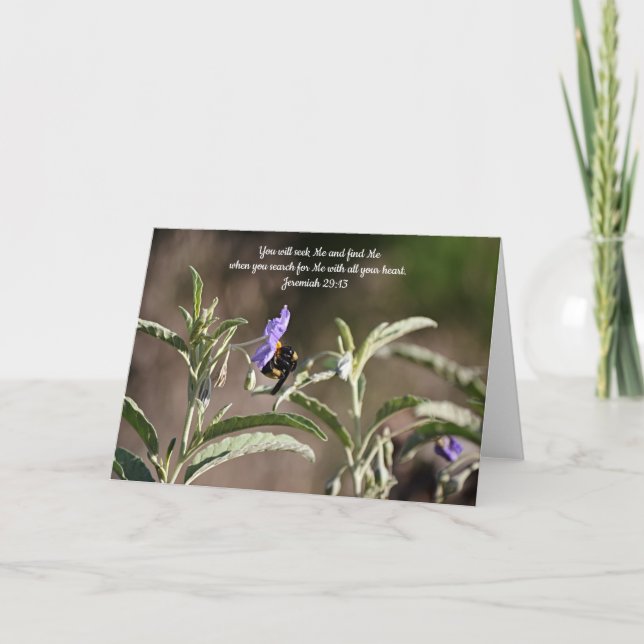 Bee Seeking Bible Scripture Card Jeremiah 29:13 (Front)