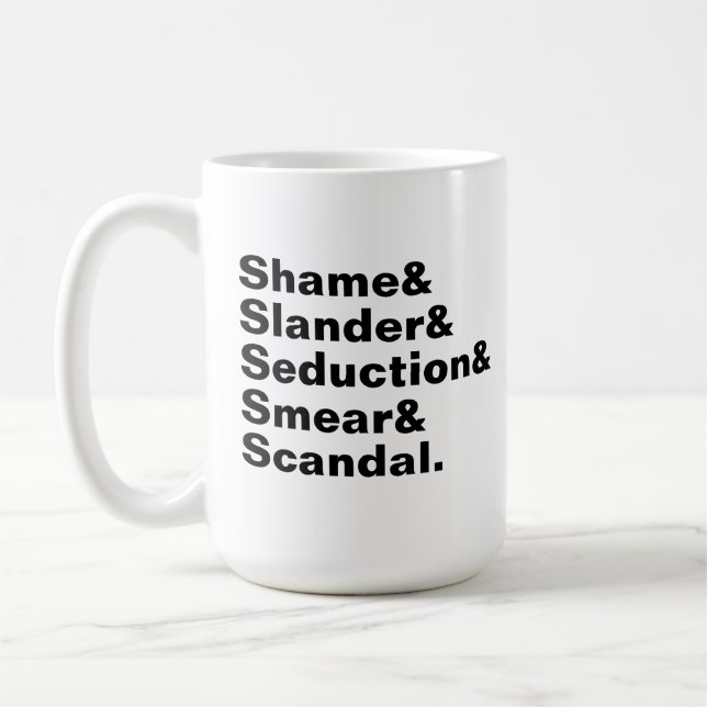 Bee Shame Slander Seduction Smear Scandal Mug (Left)