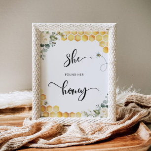 Bee she found her honey bridal shower poster