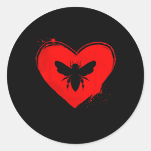 Bee Silhouette Heart Shape Valentine Bee Lovers Classic Round Sticker