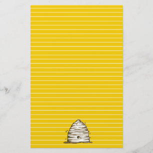 Bee Skep Honey Bee Yellow Lined Stationery
