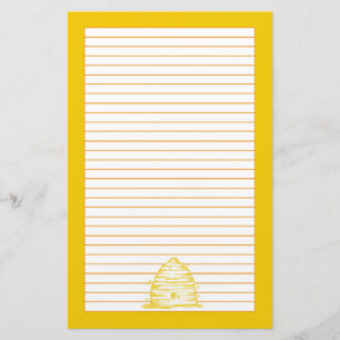 Bee Skep Letter Writing Yellow Lined Stationery