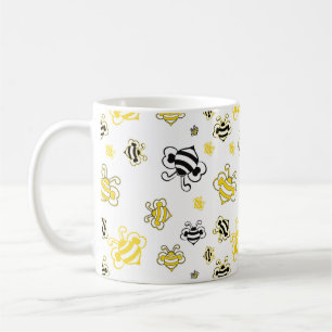 Bee Sketch Pattern Coffee Mug   Nature-Inspired 