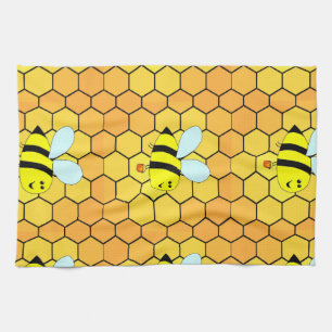 Bee spring design short table runner tea towel
