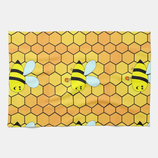 Bee spring design  short table runner tea towel (Horizontal)