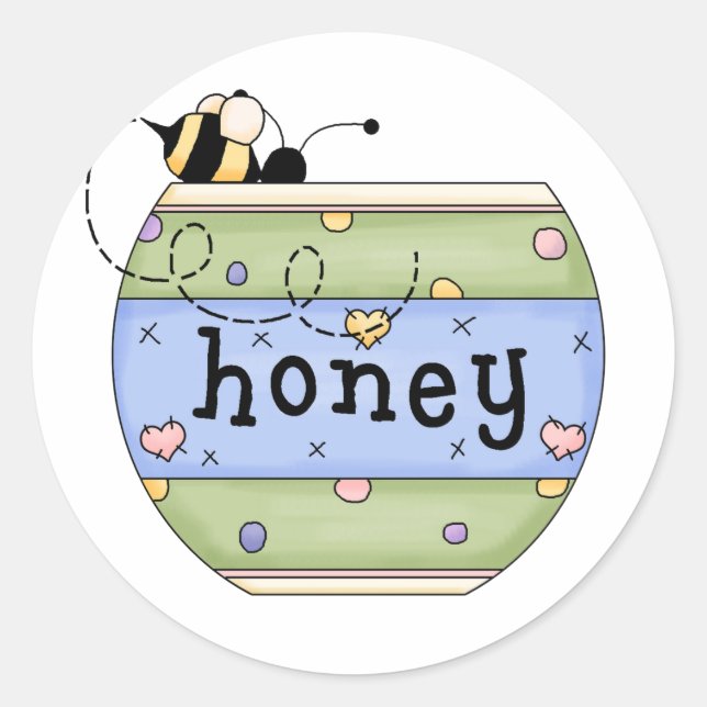 Bee Stealing from Honey Pot Classic Round Sticker (Front)