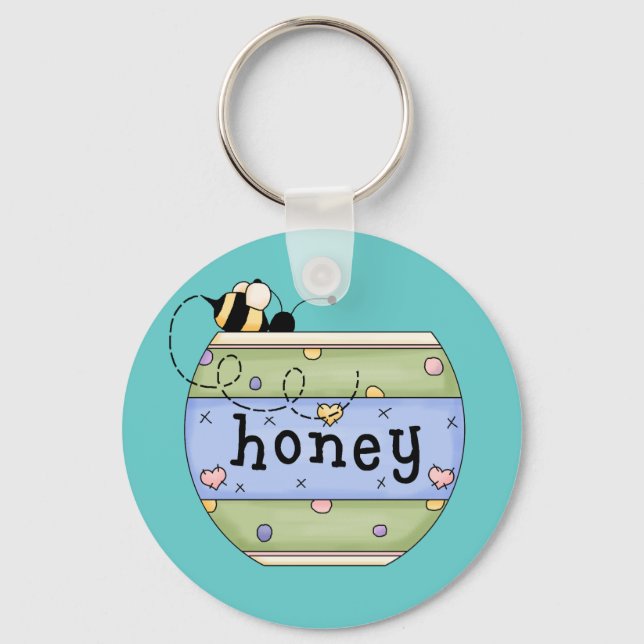 Bee Stealing from Honey Pot Key Ring (Front)