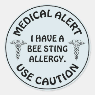 BEE STING ALLERGY CLASSIC ROUND STICKER