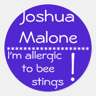 Bee sting Allergy Label