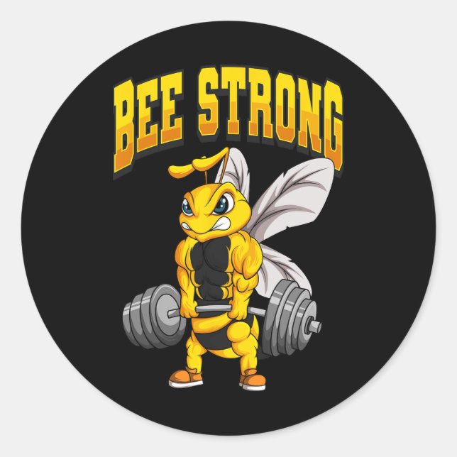 Bee Strong Gym Fitness Bodybuilding  Classic Round Sticker (Front)