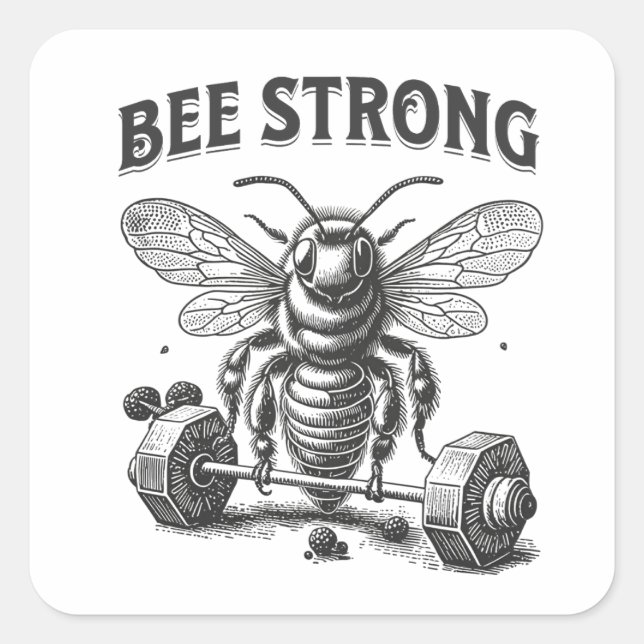 Bee Strong Square Sticker (Front)