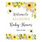 Bee sunflowers yellow baby shower welcome sign