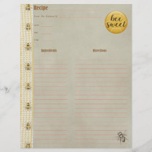 Bee Sweet Cookbook Insert