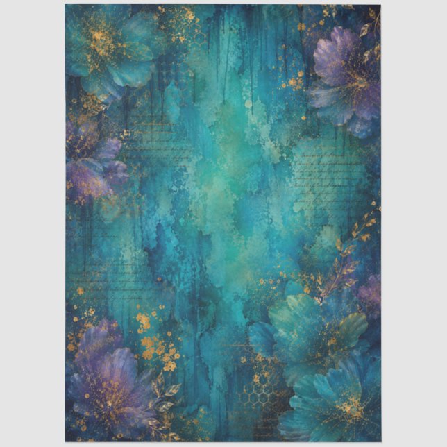 bee_teal_background_portriat tissue paper (Front)