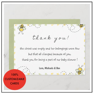 Bee thank you cards,Baby Shower Gender Neutral