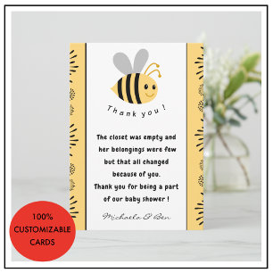 Bee thank you cards Sweet as can bee Baby shower