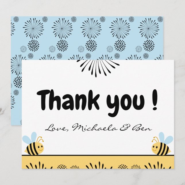 Bee thank you cards Sweet as can bee Baby shower (Front/Back)