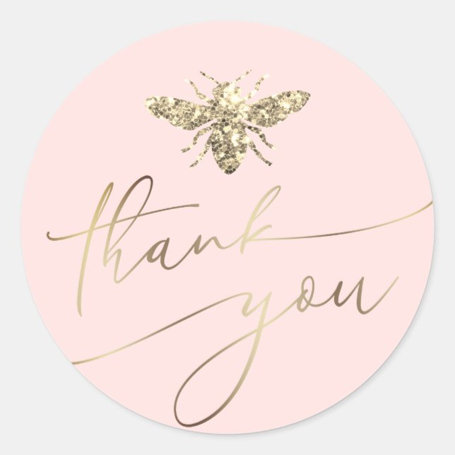 bee thank you classic round sticker (Front)