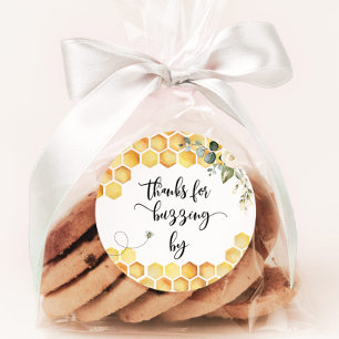 Bee thank you for buzzing by classic round sticker