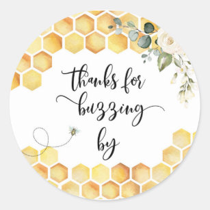 Bee thank you for buzzing by classic round sticker