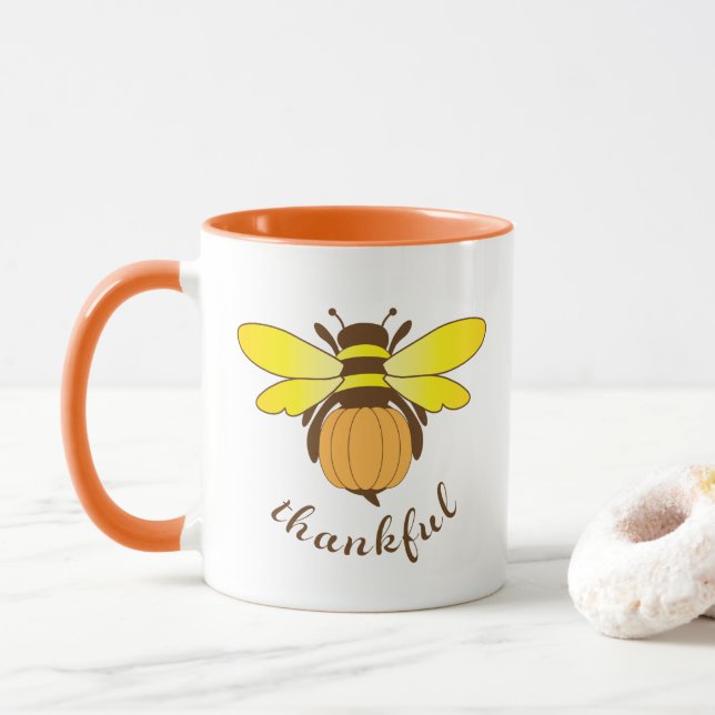 Bee Thankful Holiday Cup/ Mug (With Donut)