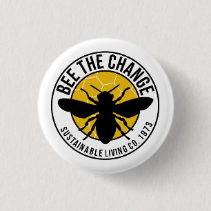 'Bee The Change' 3cm round badge