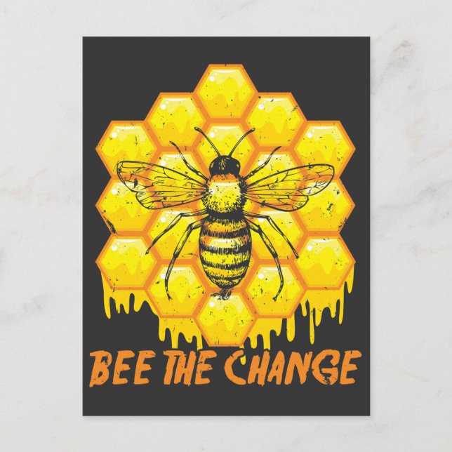 Bee The Change Beekeeping Honey Womb Honey Bees Postcard (Front)