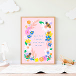 Bee the Change Poster<br><div class="desc">Adorable bee and flower garden design in bright colours with the quote "bee the change you wish to see".</div>