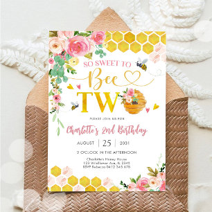 Bee Theme 2nd Birthday Invitation