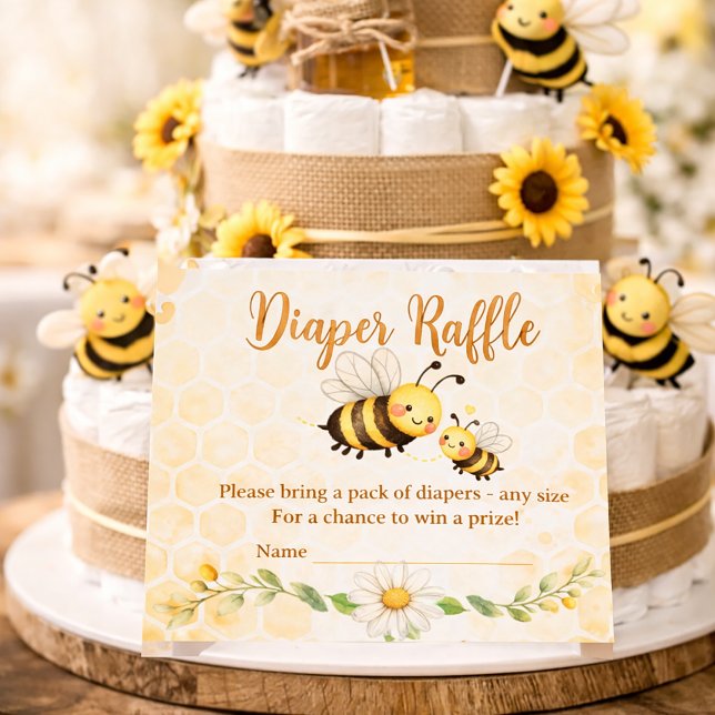 Bee Theme Diaper Raffle Baby Shower Business Card (Creator Uploaded)
