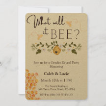 Bee Theme Gender Reveal Party Invitation
