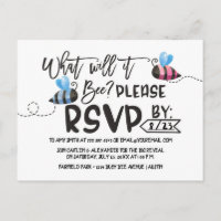 Bee Theme Gender Reveal Postcard Invitation