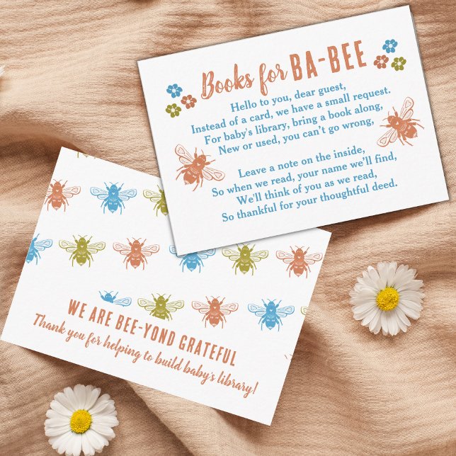 Bee Theme Stamp Pattern Books for Baby Request Enclosure Card (Creator Uploaded)