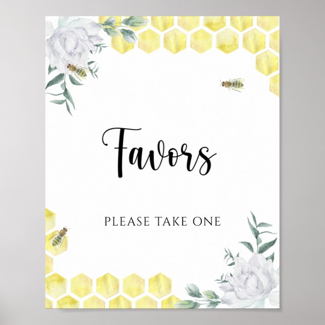 Bee theme wedding - Favours, please take one poste Poster (Front)