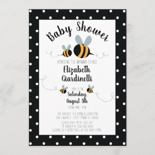 Bee themed Baby Shower Invitations - Polka Dots