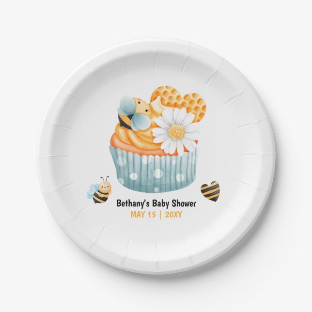 Bee Themed Baby Shower Paper Plates (Front)
