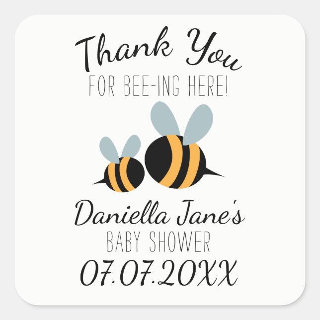 Bee themed Baby Shower Stickers (Front)