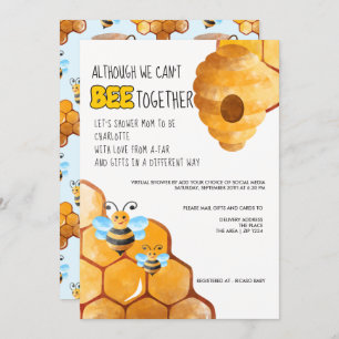 Bee Themed Cant Be Together Baby Shower by Mail Invitation