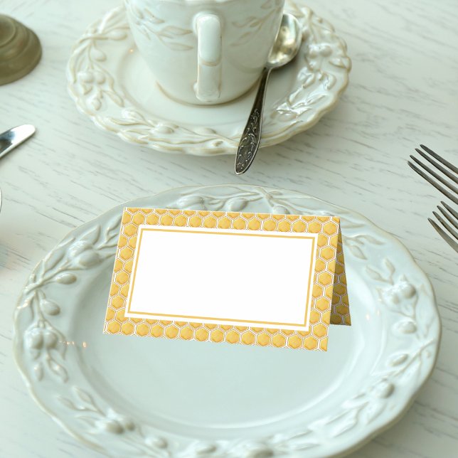 Bee-themed Honeycomb First Bee-Day Food Labels Place Card (Creator Uploaded)