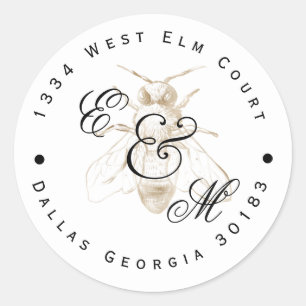 Bee Themed Return Address Classic Round Sticker