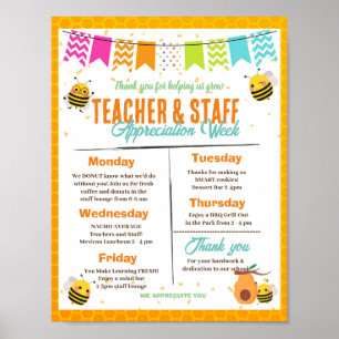 Bee themed Teacher Appreciation Week template Poster