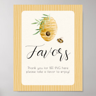 Bee Themed Watercolor Bumblebee Favor Table Sign