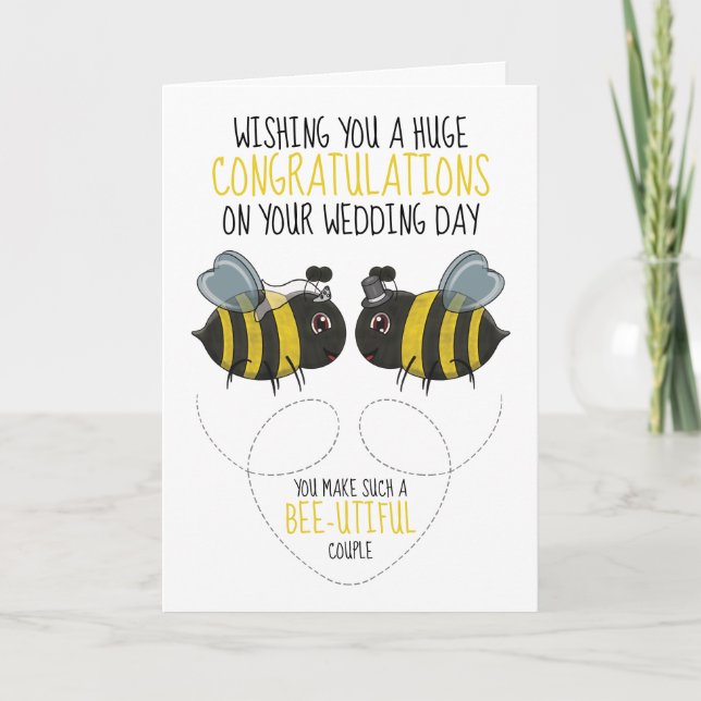 Bee Themed Wedding Congratulations Card (Front)